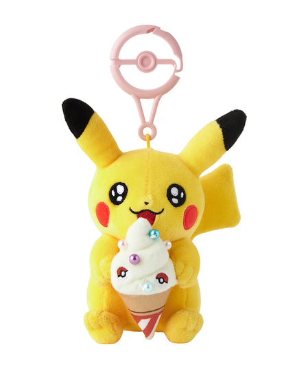 Pokémon Center Kagawa Plush Pikachu Mascot Keychain with Carabiner Icecream