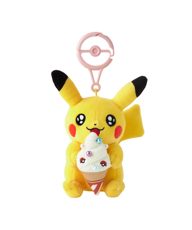 Pokémon Center Kagawa Plush Pikachu Mascot Keychain with Carabiner Icecream