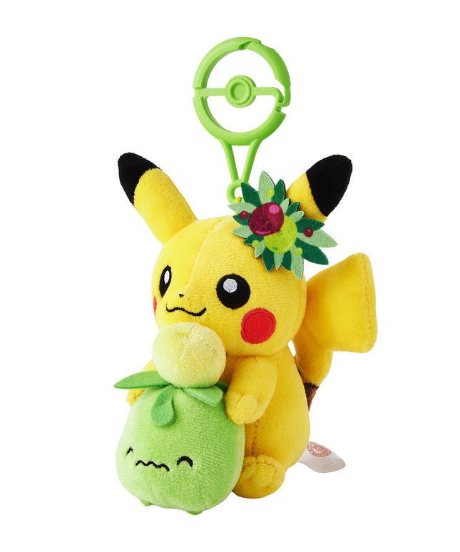 Pokémon Center Kagawa Exclusive Plush Mascot Keychain with Carabiner Pikachu & Smoliv