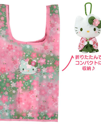 Hello Kitty Eco Shopping Tote Bag Plush Case Matcha Sakura Kimono Sanrio Japan