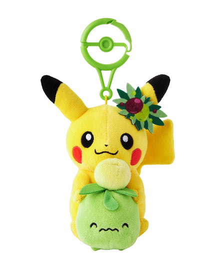 Pokémon Center Kagawa Exclusive Plush Mascot Keychain with Carabiner Pikachu & Smoliv