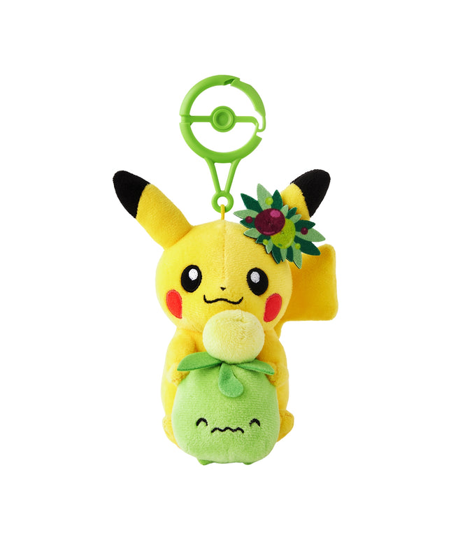 Pokémon Center Kagawa Exclusive Plush Mascot Keychain with Carabiner Pikachu & Smoliv