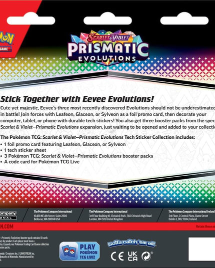 POKÉMON TCG Scarlet & Violet 8.5 Prismatic Evolutions Tech Sticker Collection