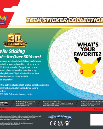 Pokémon TCG: 30th Celebration Tech Sticker Collection