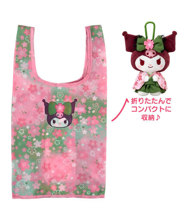 Kuromi Eco Shopping Tote Bag Plush Case Matcha Sakura Kimono Sanrio