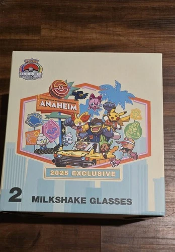 Pokemon World championships Anaheim Exclusive 2PC MILK SHAKE GLASS SET